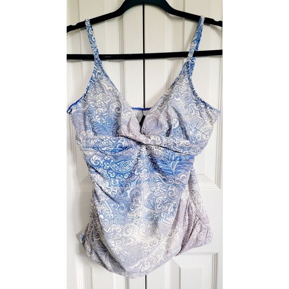 Ralph Lauren Other - Lauren Ralph Lauren 12‎ Tankini Top Womens  Blue White Halter Swim Top Bathing